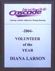 Diana's award plaque